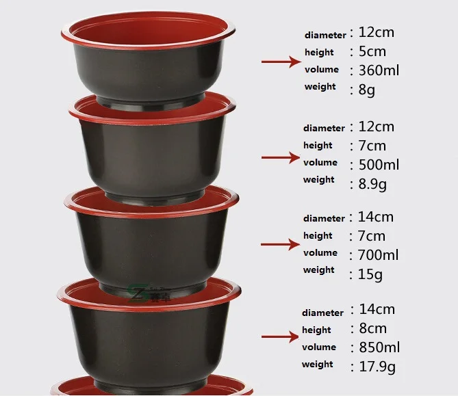 redblack takeaway plastic bowl