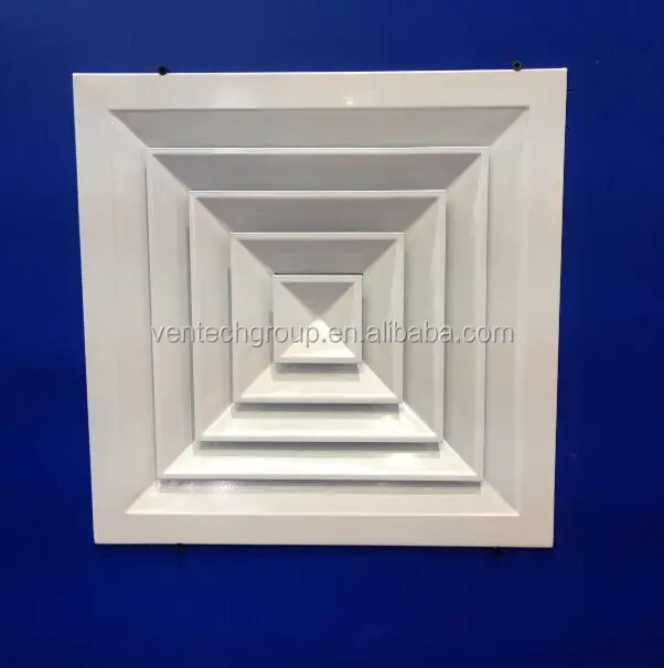 Hvac Ceiling Supply Air Diffuser Aluminium 4 Way Square Diffuser