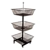 Supermarket metal wire display shelf store display stand retail display storage rack with wheels