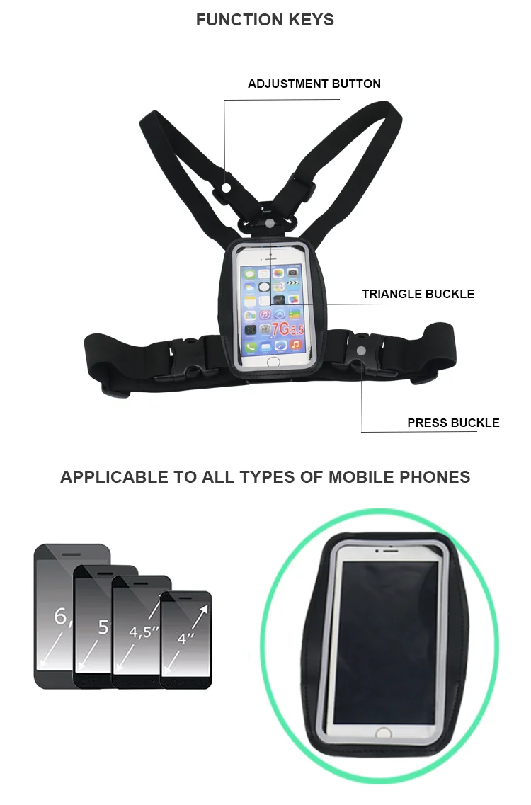 Mobile Phone Chest Mount Harness Strap Holder Cell Phone Clip action Camera POV for Samsung for iphone plus