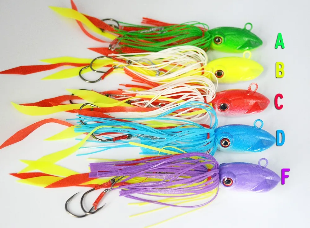 72g Slider Snapper Sea Bream Jig Head Saltwater With Skirt Lead Fish Jigging Metal Fishing Lure
