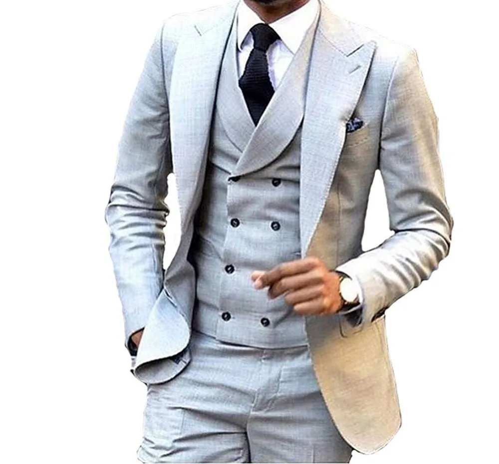FarJing Men’s Business Wedding Party Slim 3-Piece Suit Blazer Jacket Vest & Pants