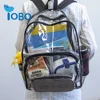 Double shoulder comfortable stripe Children Clear PVC wholesale Transparent Kids Backpack For Cool Boy And Girl
