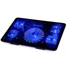 Beautiful Gitf New USB 5 Fan Port Cooling Cooler Pad for Laptops Notebook With LED Light Free Shipping Jan28