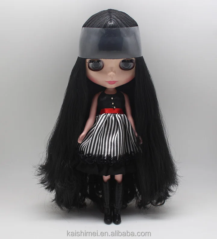 12" Neo Blythe Doll from Factory Nude Doll Dark Grey Long Hair 