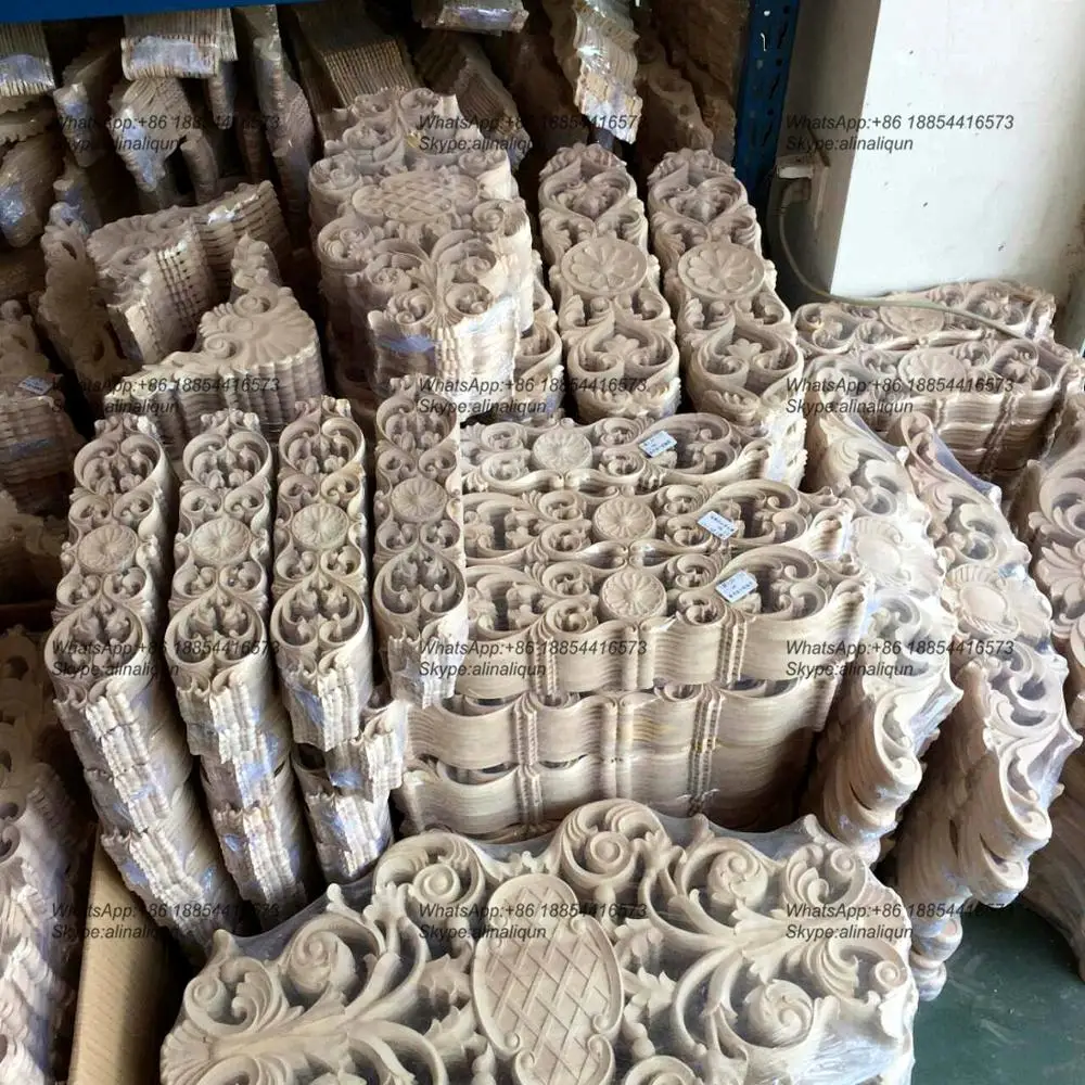 Wood carving antique wood flowers furniture onlays