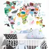 3d Kids Room Colorful Cartoon Animal World Map Home Decal Wall Sticker for Home Decoration