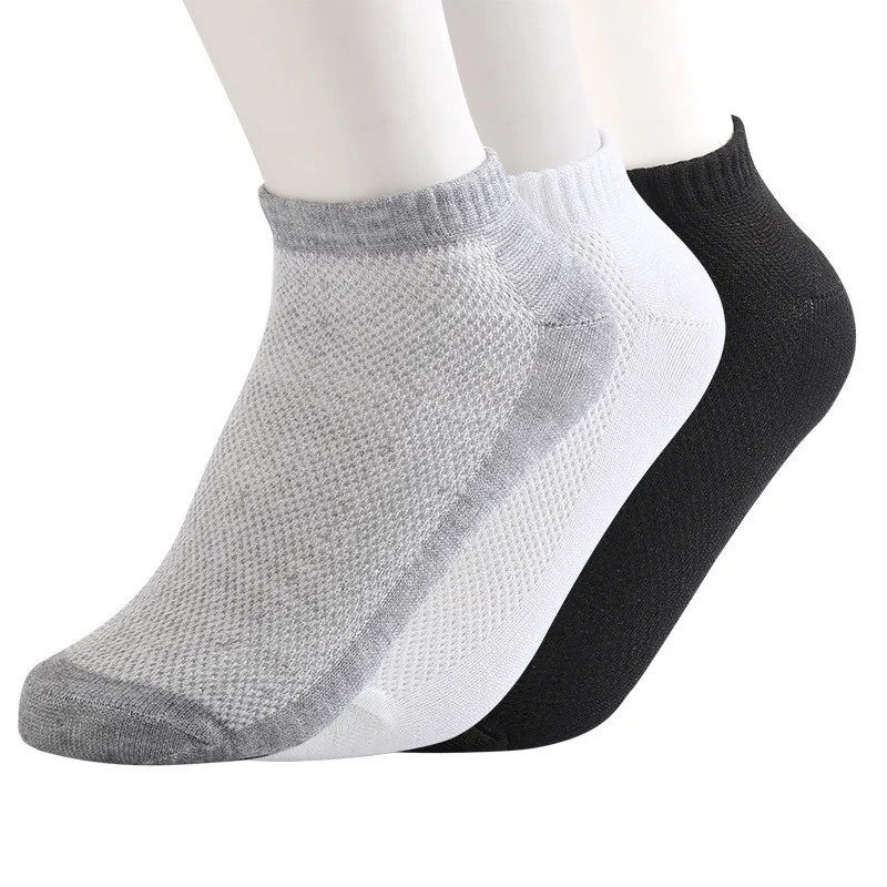 Solid Mesh Men's Socks Invisible Ankle Socks Men Summer Breathable Thin Boat Socks Size
