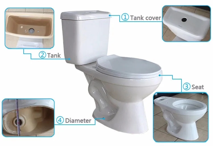 Two piece sanitary ceramic siphonic light blue toilet
