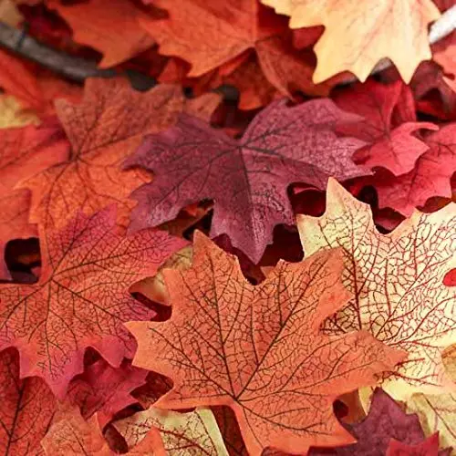 Factory Direct Craft Set of 2 Deep Fall Artificial Maple Leaf Bush for Autumn Home Decor and Fall Flower Arrangements