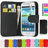 For Samsung Galaxy S3 MINI I8190 Flip Wallet Leather Stand Case Cover With Card Holder + Screen Guard