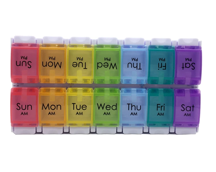 Promotion Custom Logo 2 Week Pill Box Rainbow Color Storage Box - Buy 2 ...