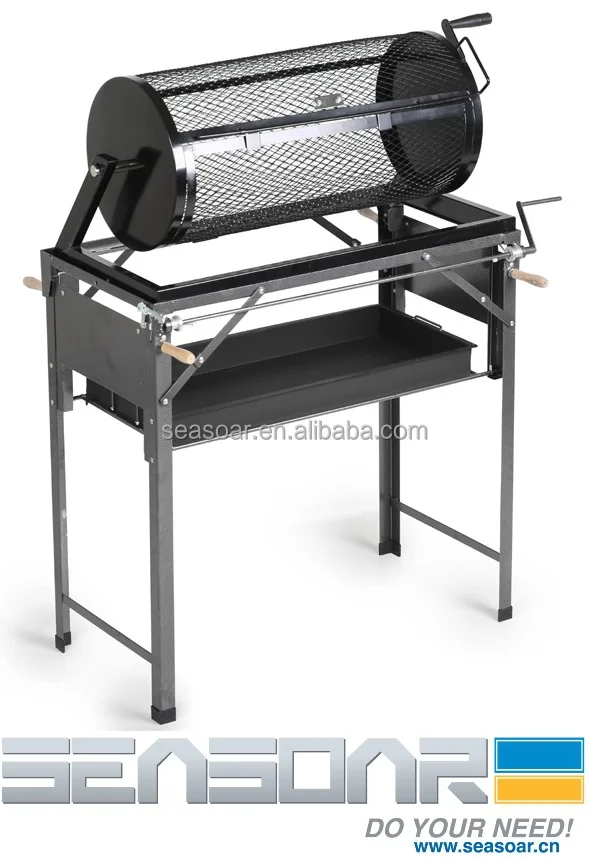 New Chili Roaster 5 Burner Manual Rotating Portable Bbq Stand Chest Nut