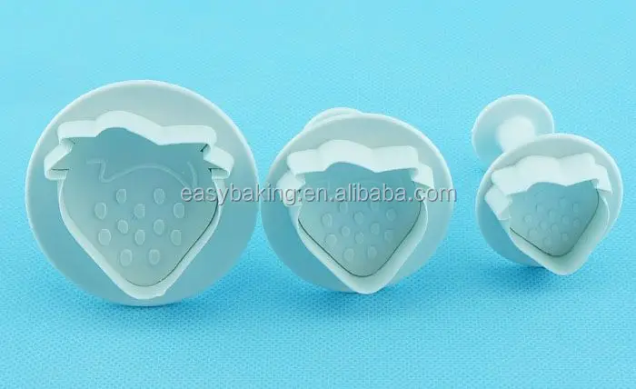 FP-045 sweet stawberry plunger cutter for fruit shape cake decorating supplies (3)