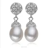 925 sterling silver 8mm AAA drop good beautiful design stud hanging wholesale cultured pearl earring