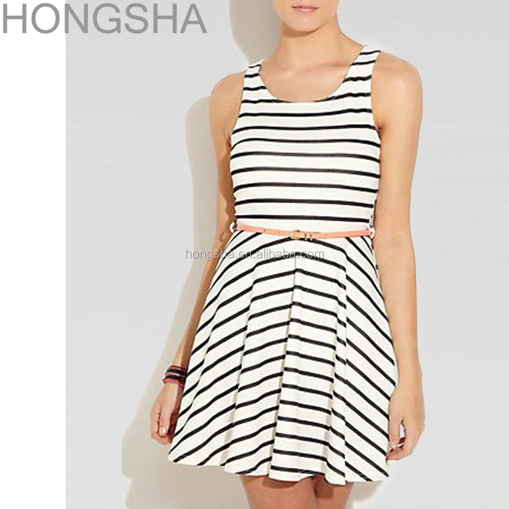 black and white striped skater dress