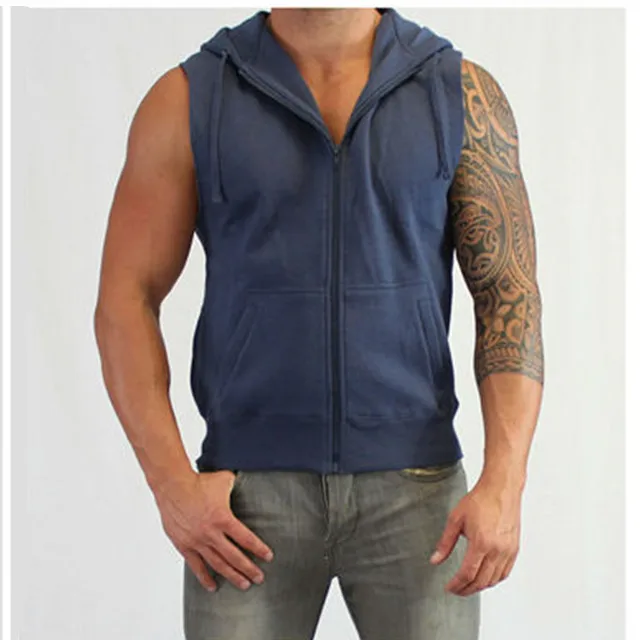 blank sleeveless hoodie
