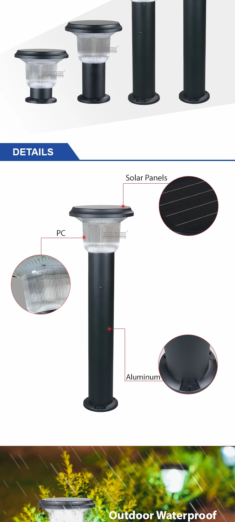 ALLTOP High quality outdoor IP65 waterproof photocell sensor 5w solar led garden lamp