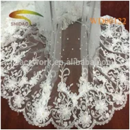 Guangzhou embroidery new design brocade lace fabric for wedding dress 