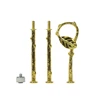 Leaf Shape Cake Plate Rod 3 Tier Stand Handle Fittings Hardware Dessert Fruit Server 3 set Silver Gold