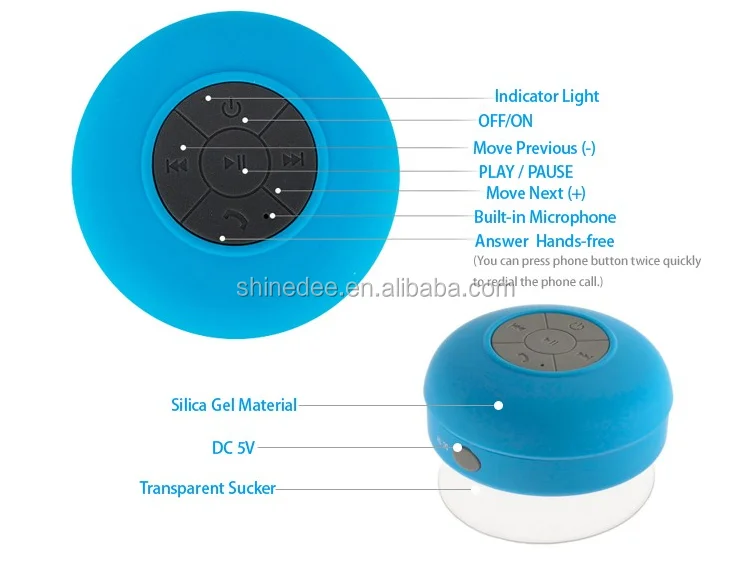 Waterproof Wireless Speaker Handsfree Music Mic Suction Car Shower - ANKUX.COM