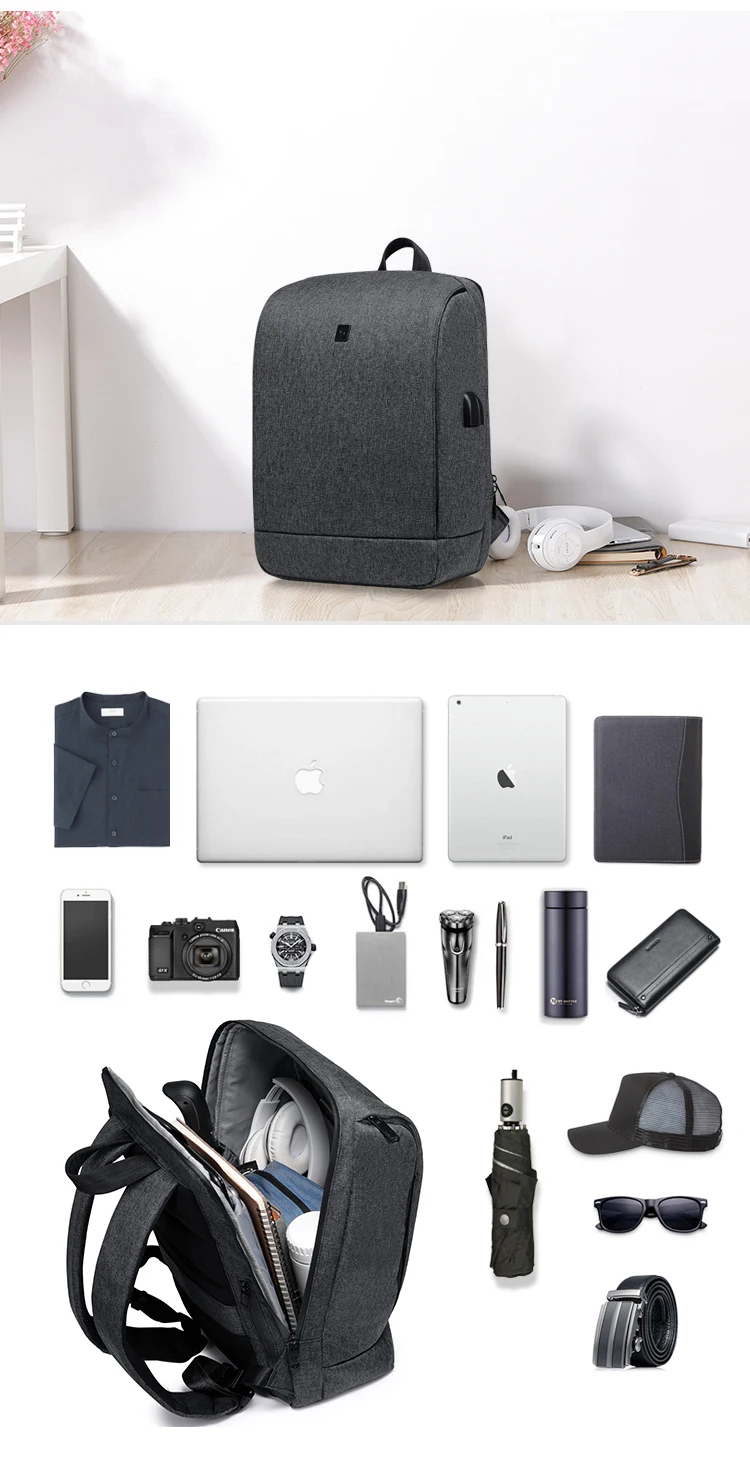 Designer Smart Anti-theft Water proof Men's Business Laptop Antitheft Backpack Back Pack Bagpack Bag with USB Charging Port