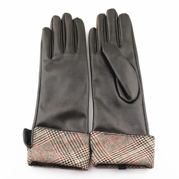 basic style warm winter wearing long PU gloves for ladies