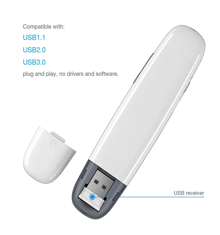 Wholesale 2.4G wireless slide changer USB PPT Presenter 5watt laser pointer pen