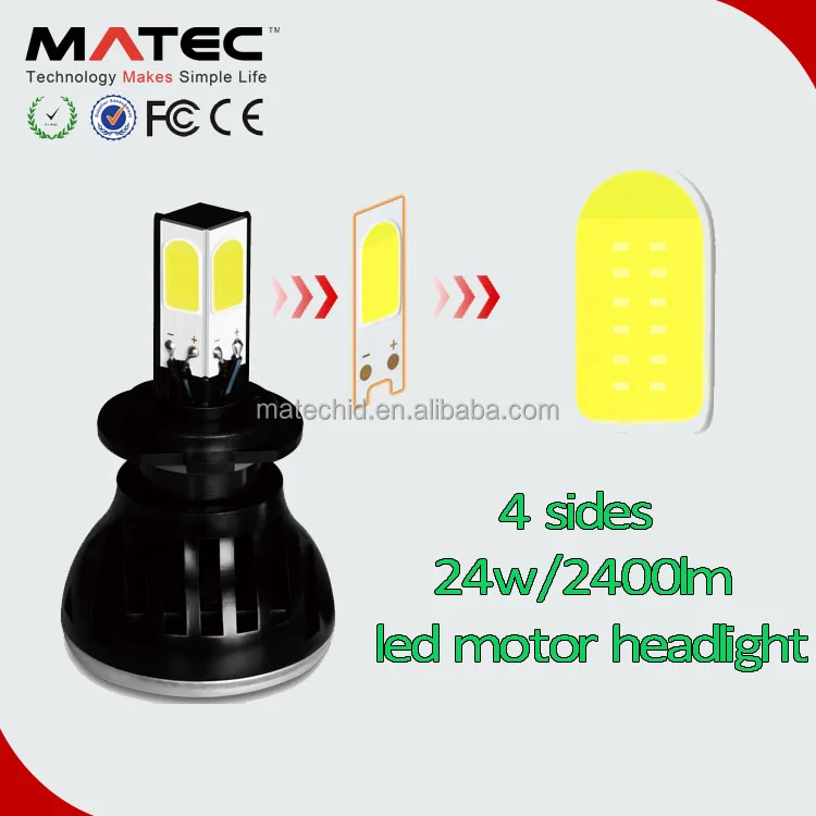 Motorcycle / car accessories 24W H4 H6 H7 universal 4 side motorcycle led headlight for fz16 bajaj 150cc pulsar motor M4-led
