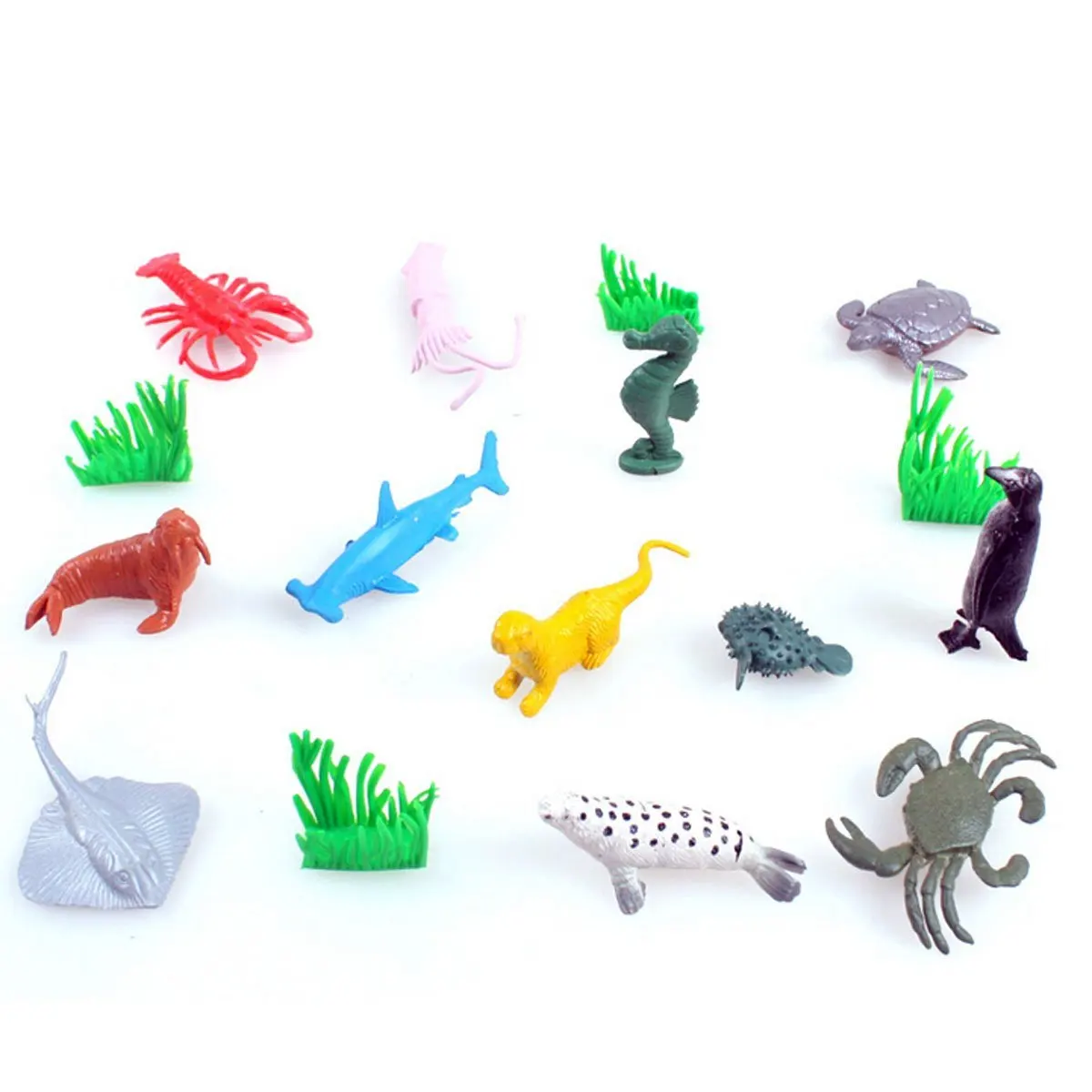 small plastic sea creatures