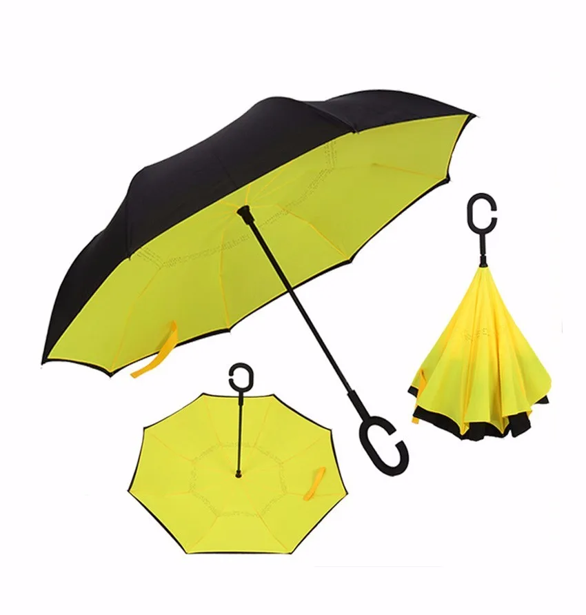 Reverse Folding Double Layer Inverted Umbrella And Antiuv Sun And Rain Umbrellas With Cshaped