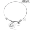 MECYLIFE Expandable Bangle Stainless Steel Heart Charms Butterfly Charm Bracelet
