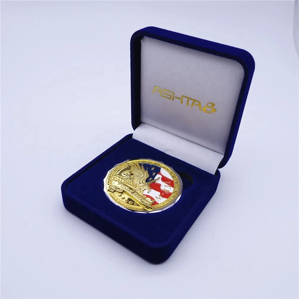 Custom Creative Packaging Gift Wholesale Velvet Gold Silver Commemorative Coin Display Box