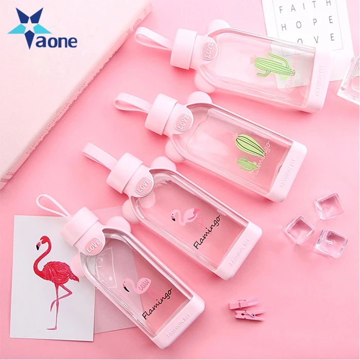Flat Bottle Water Printed Fruits Multicolor Portable Girl Student Kitchen Bottle