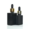 15ml 30ml 50ml 100ml Flat square Rectangle Glass Dropper Bottle with silver gold collar for Serum Elixir Essence