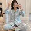 Fashion sleepwear 100% cotton pajama pants long sleeve sexy flannel China wholesale woman lady pajamas