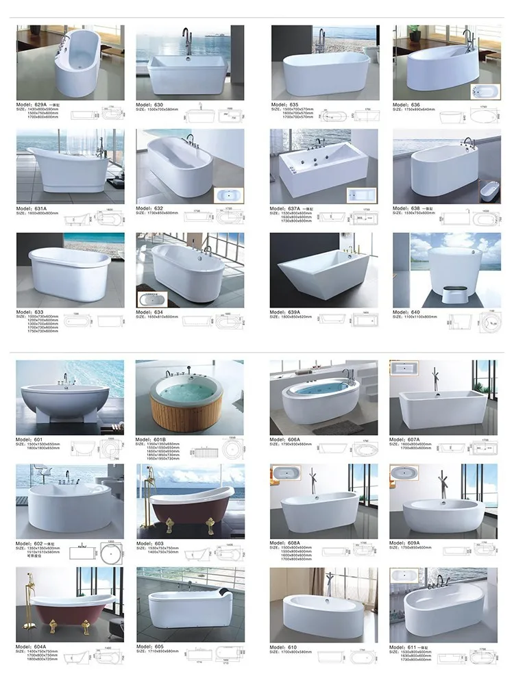 1.5/1.6/1.7m Drop-in Round Shaped One Person Acrylic Deep Soaking ...