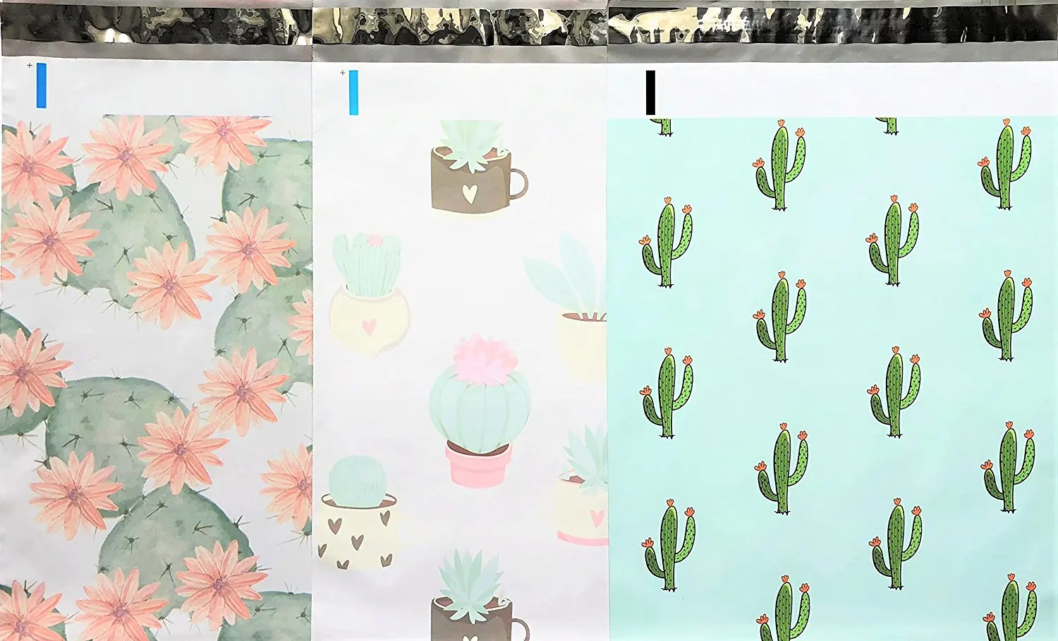 UpakNShip Sold By SackofWonders Designer Poly Mailers 10x13 : Cactus Mix ~ Flowering Cactus, Succulent, Mint Cactus; Printed Self Sealing Shipping Poly Envelopes Bag (30 Pcs Cactus Mix)