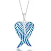 Wholesale women fashion jewelry Bijoux 925 Sterling Silver Created Blue Opal pendant necklace or Abalone wing charm