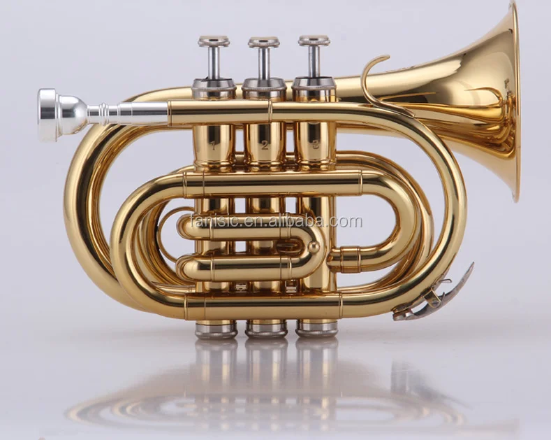 Standard Golden Lacquered Bb Key Pocket Trumpet For Sale Buy Golden Lacquered Pocket Trumpet