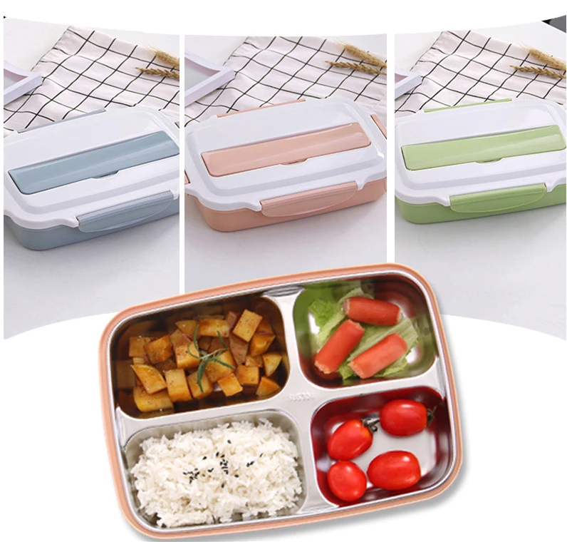 Promotion Gift Portable Metal Bento Rectangle 304 Stainless Steel Lunch 