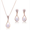 Most popular products luxury women jewelry set pendant necklace and earrings mothers day gift ideas rose gold pearl jewelry set