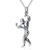 925 Sterling Silver Muscle Man Bodybuilder Pendant Biceps Flex Sports Necklace
