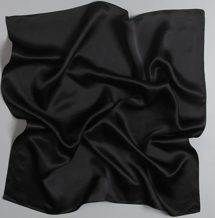 Solid Black Silk Satin 90*90cm Square 
