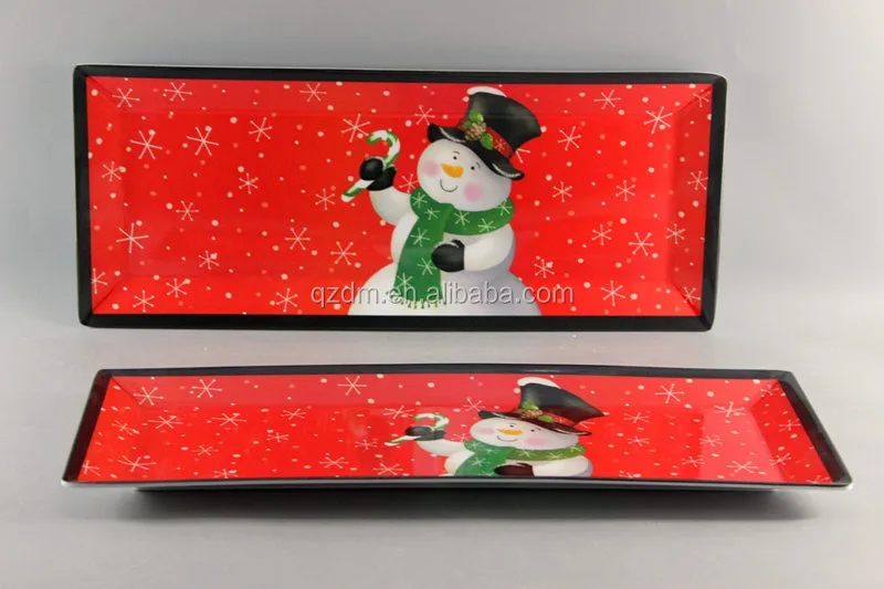 2016 Christmas Design Melamine Rectangular Tray 19 Inch