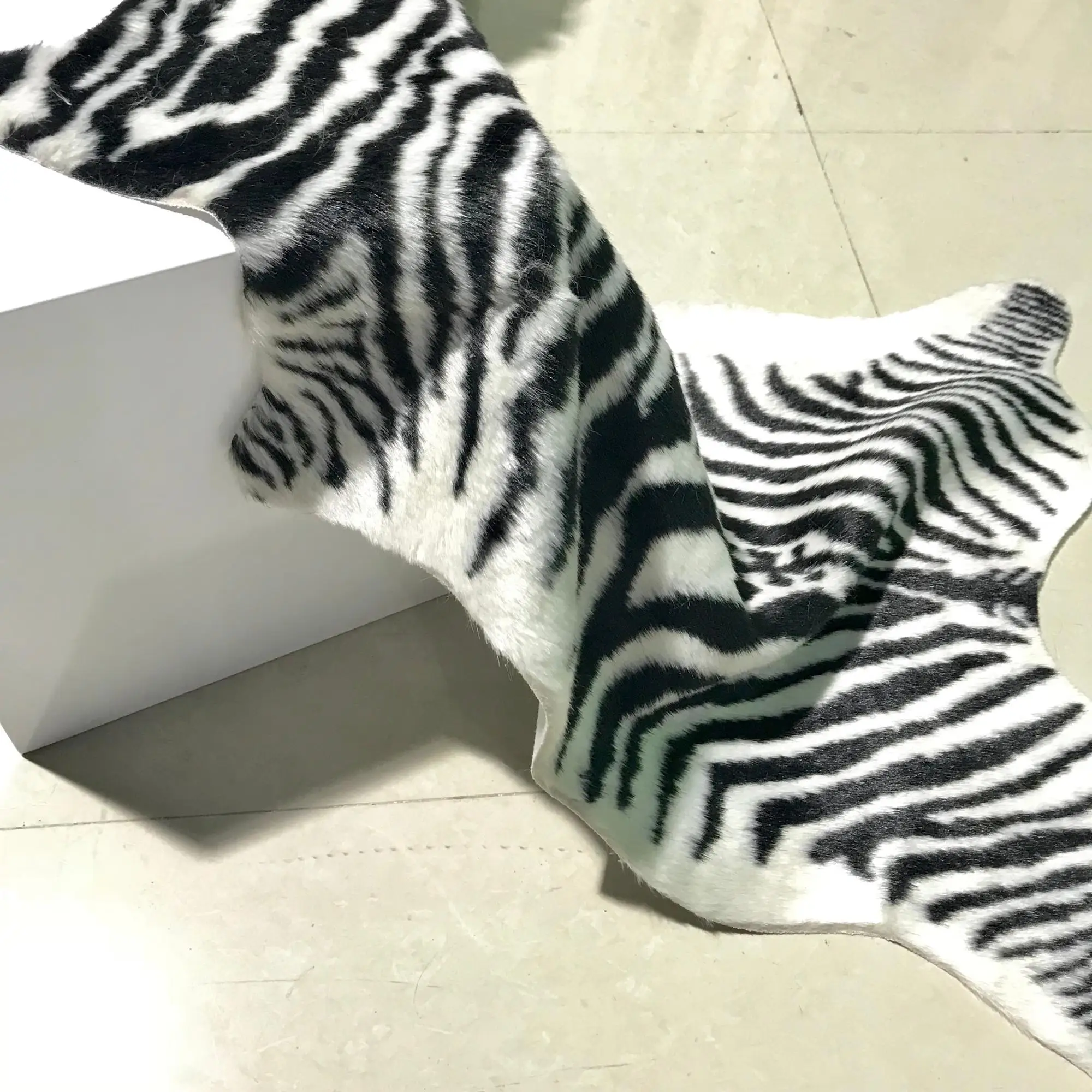 furry zebra rug