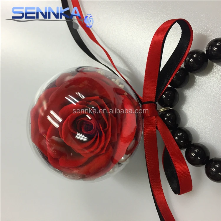 Cheap Glass Flowers Keychain Wholesale Blue Rose Crystal Ball Buy