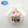 Pearlizing decal glitter filled Christmas hanging glass ball ornament for holiday gift