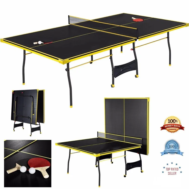 Fashionable Movable Ping Pong Table Black Foldable Table Tennis Table