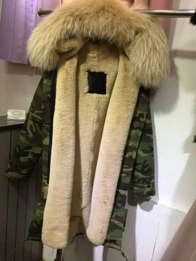 fur lined camouflage coat